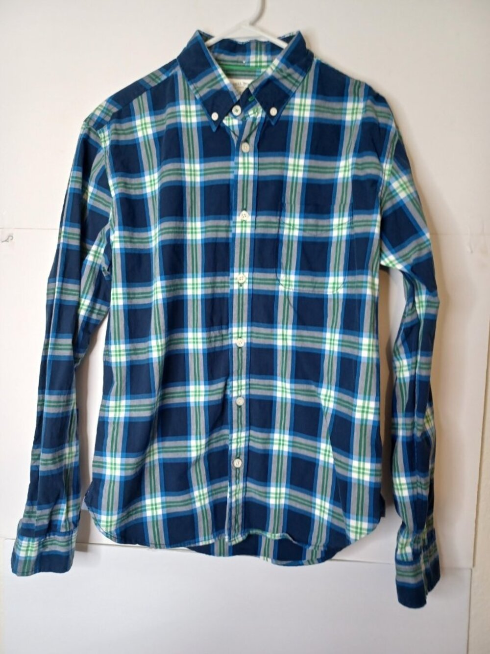 Aeropostale Long Sleeve Button Down Shirt Blue White Plaid Mens Medium